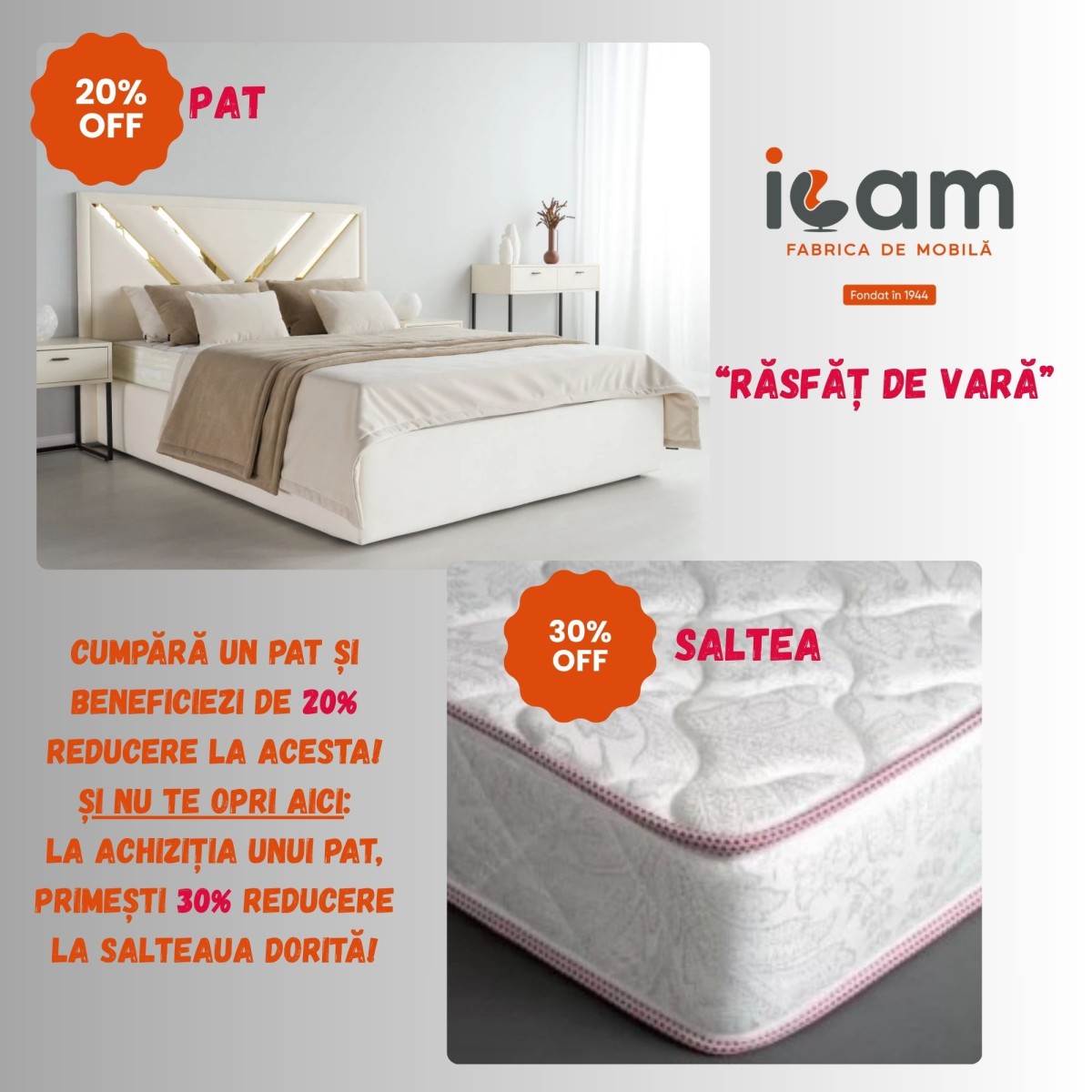 Pat + Saltea = Perechea perfecta Reduceri până la -30%