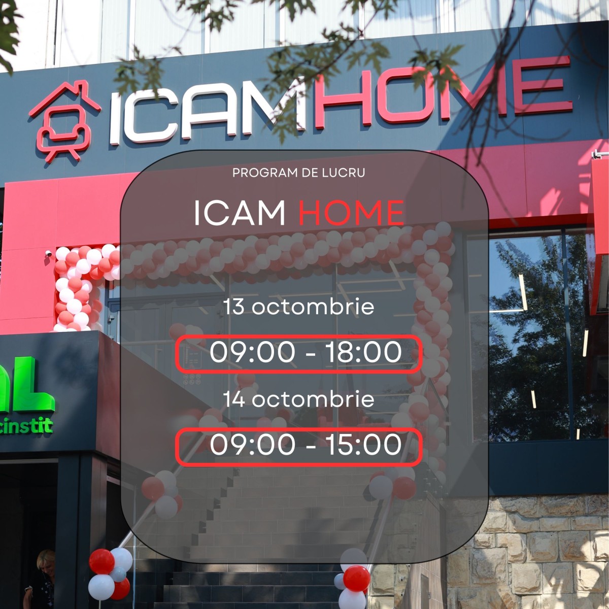 Рабочий график магазина ICAM HOME в канун праздника и в день города Кишинев.