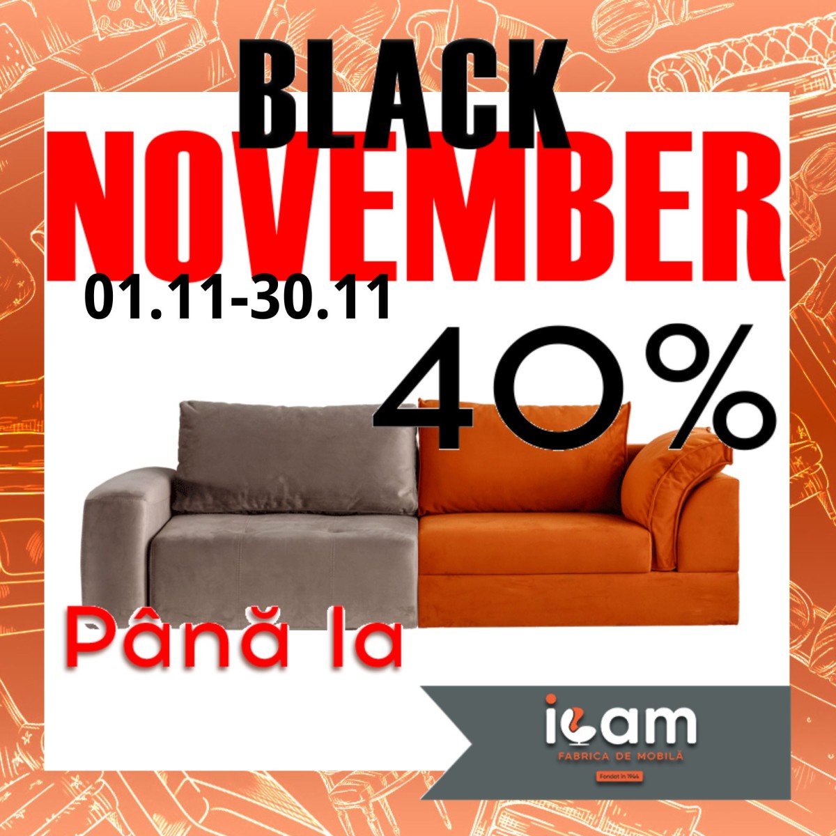 Black November в мебельном заводе ICAM: скидки до 40%!