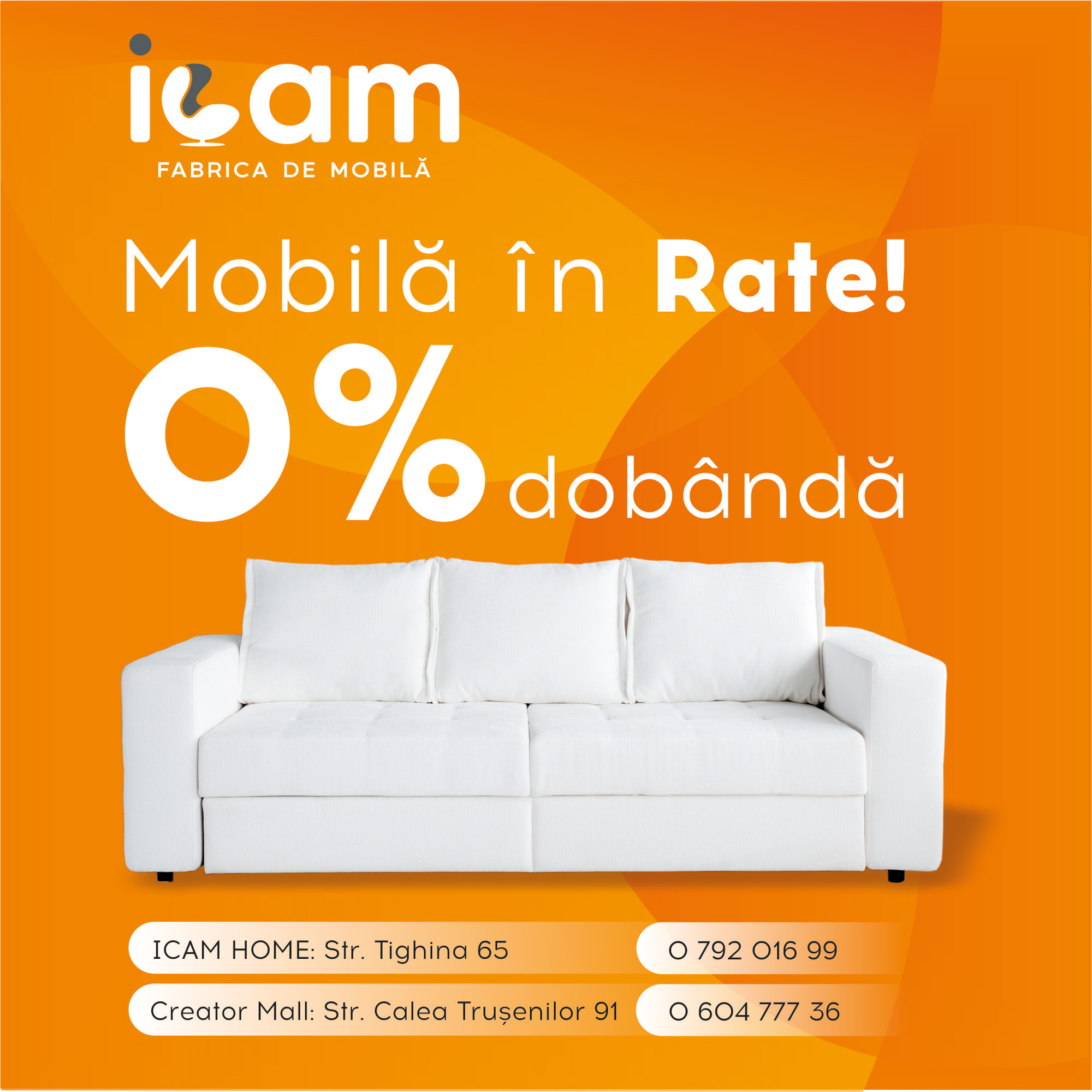 Mobilă în Rate! 0% Dobândă.