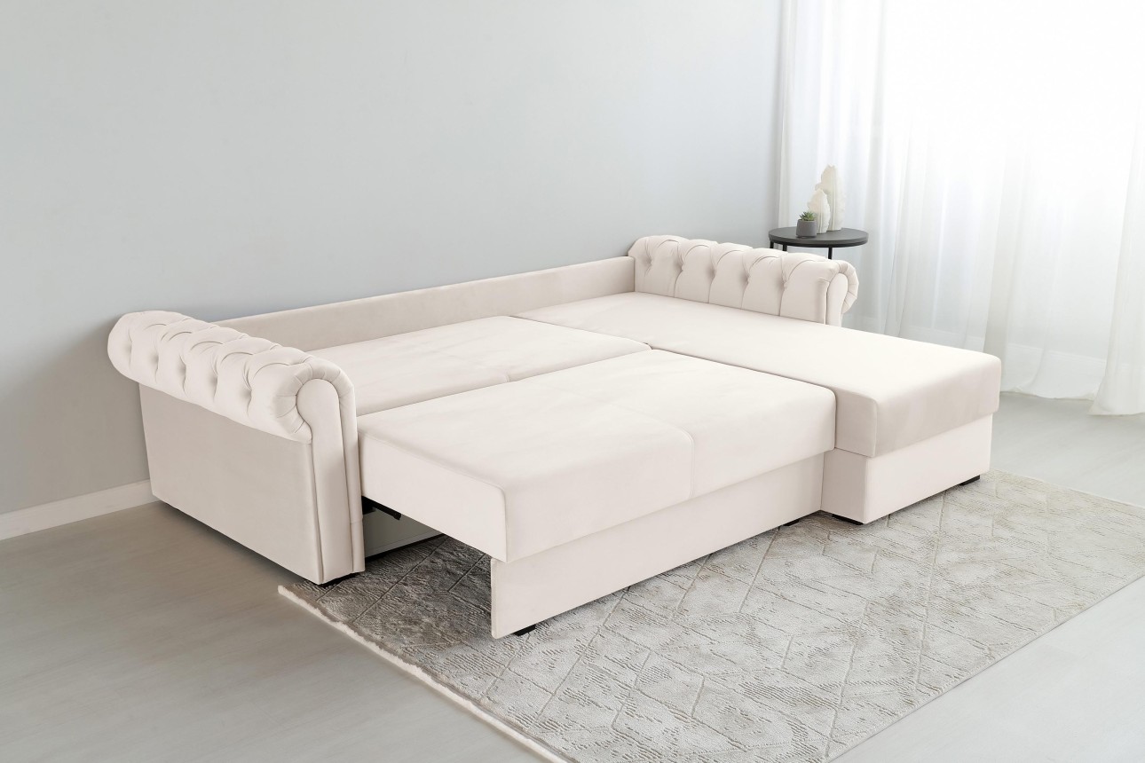 Угловой диван LUXURY 2, с ящиком для хранения, 2500x1800x850 мм, спальное место 2000x1600 мм.