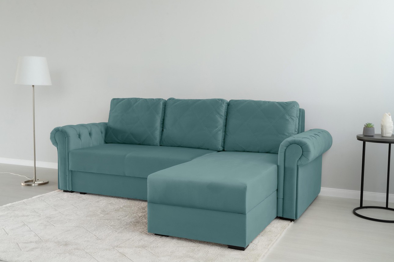 Угловой диван LUXURY 2, с ящиком для хранения, 2500x1800x850 мм, спальное место 2000x1600 мм.