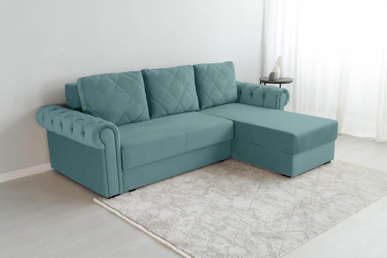 Угловой диван LUXURY 2, с ящиком для хранения, 2500x1800x850 мм, спальное место 2000x1600 мм.