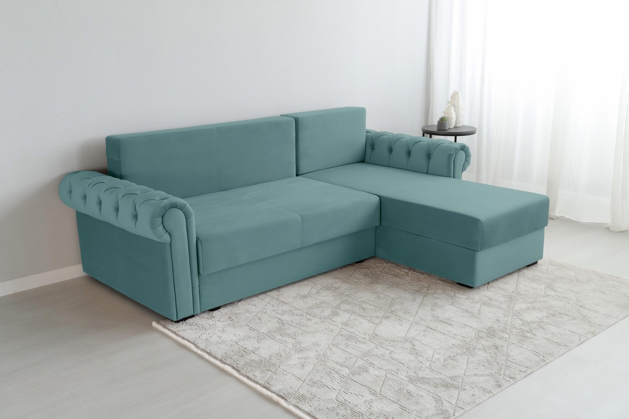 Угловой диван LUXURY 2, с ящиком для хранения, 2500x1800x850 мм, спальное место 2000x1600 мм.