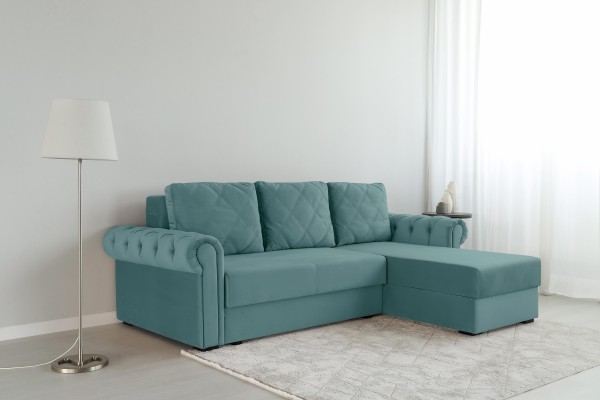 Colțar LUXURY 2, cu ladă de depozitare, 2500x1800x850 mm, suprafața dormit 2000x1600 mm.
