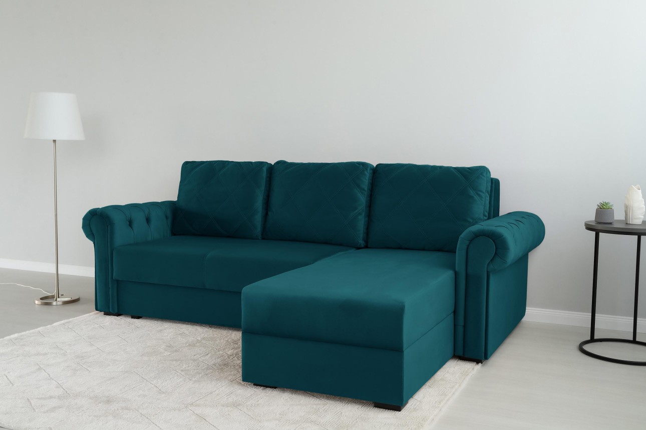 Угловой диван LUXURY 2, с ящиком для хранения, 2500x1800x850 мм, спальное место 2000x1600 мм.