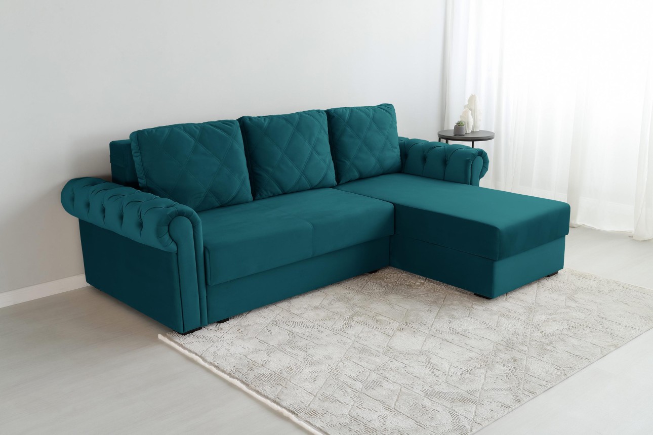Угловой диван LUXURY 2, с ящиком для хранения, 2500x1800x850 мм, спальное место 2000x1600 мм.