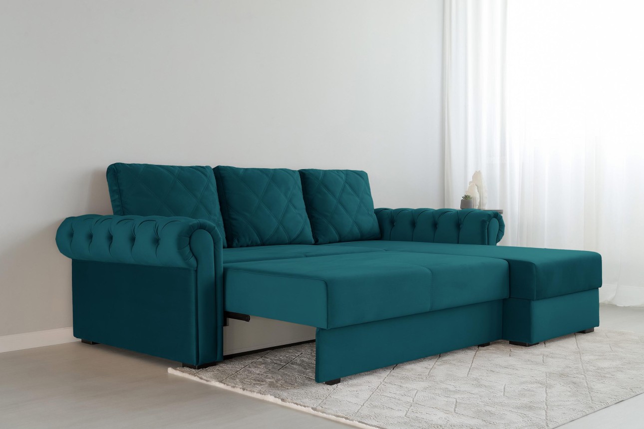 Угловой диван LUXURY 2, с ящиком для хранения, 2500x1800x850 мм, спальное место 2000x1600 мм.