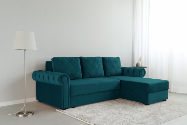 Угловой диван LUXURY 2, с ящиком для хранения, 2500x1800x850 мм, спальное место 2000x1600 мм.