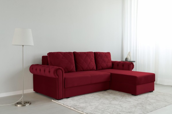 Угловой диван LUXURY 2, с ящиком для хранения, 2500x1800x850 мм, спальное место 2000x1600 мм.