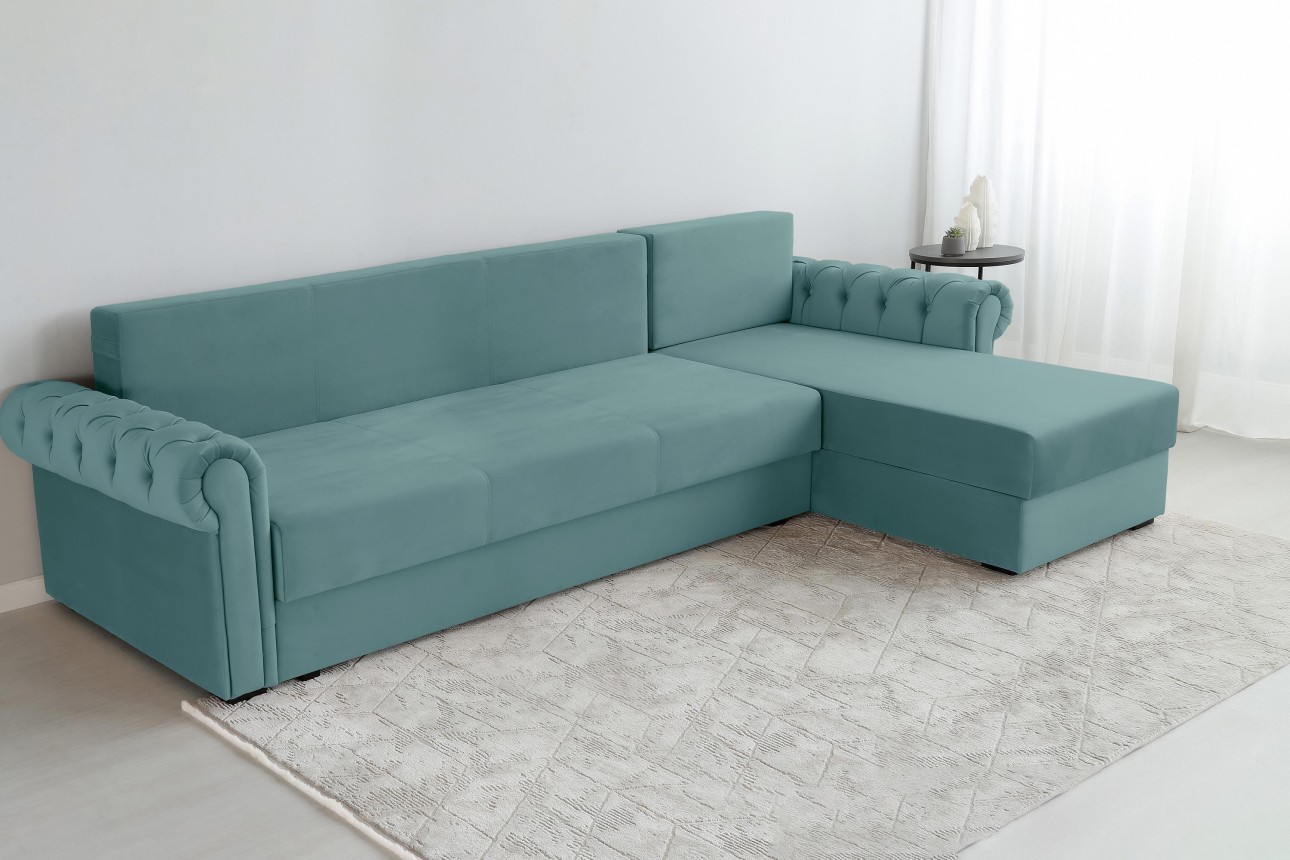 Colțar LUXURY 3, cu ladă de depozitare, 3150x1800x850 mm, suprafața dormit 2630x1600 mm.