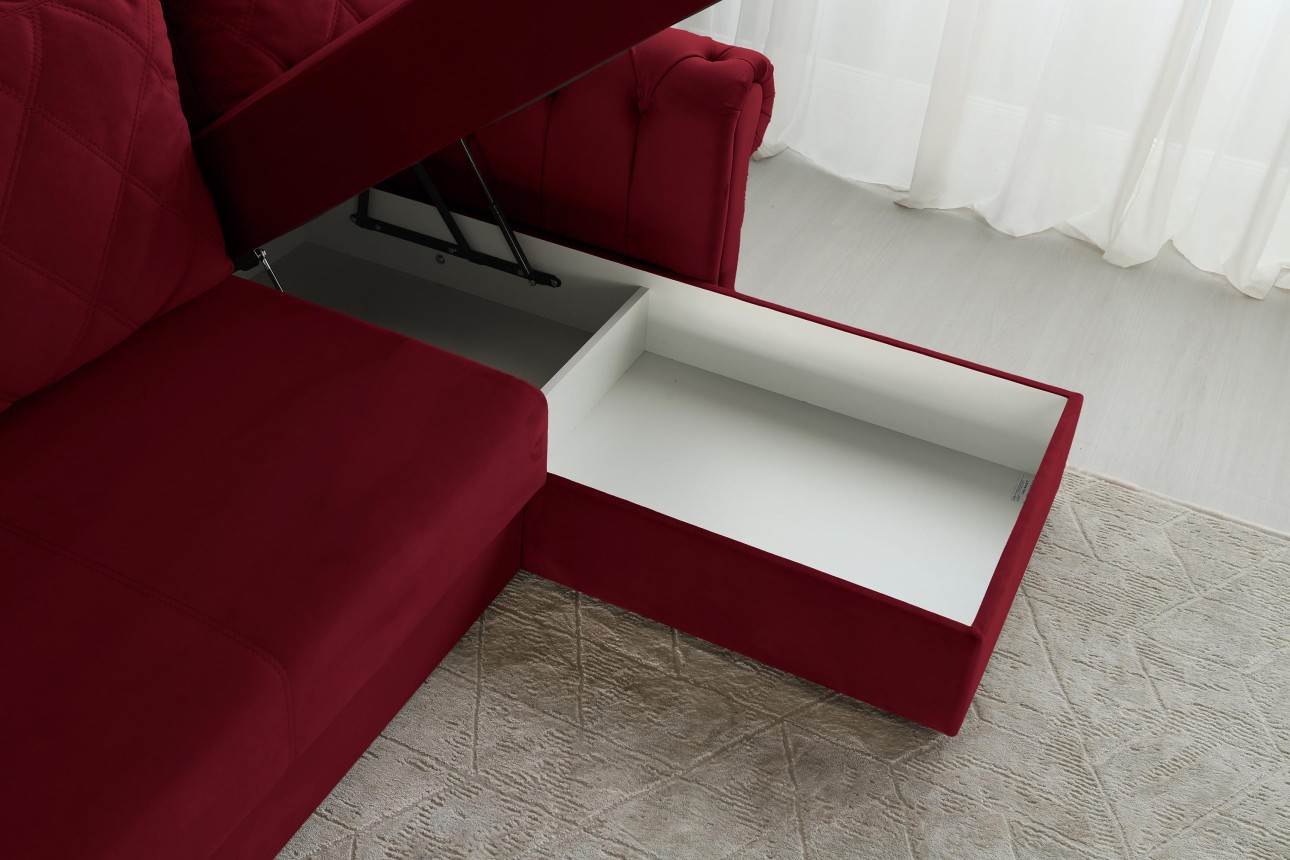 Угловой диван LUXURY 3, с ящиком для хранения, 3150x1800x850 мм, спальное место 2630x1600 мм.