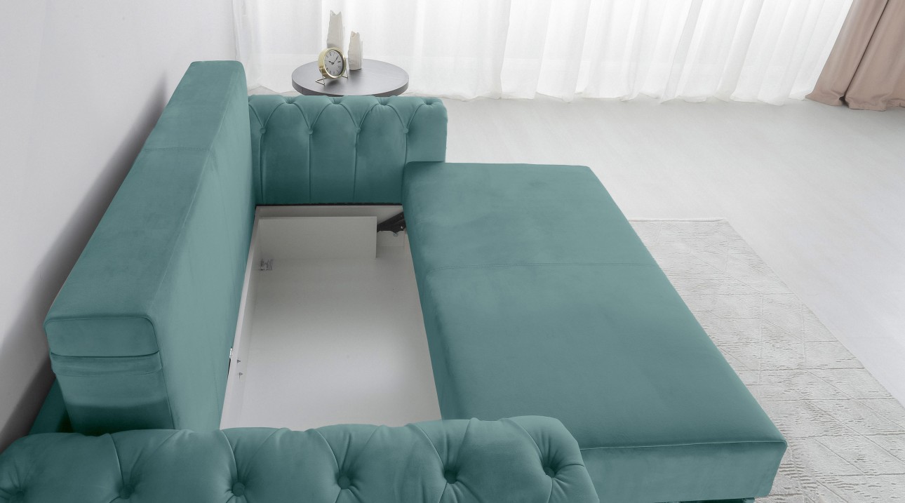 Canapea LUXURY mini, cu ladă de depozitare,1850x1060x850, suprafața dormit 1620x1300.