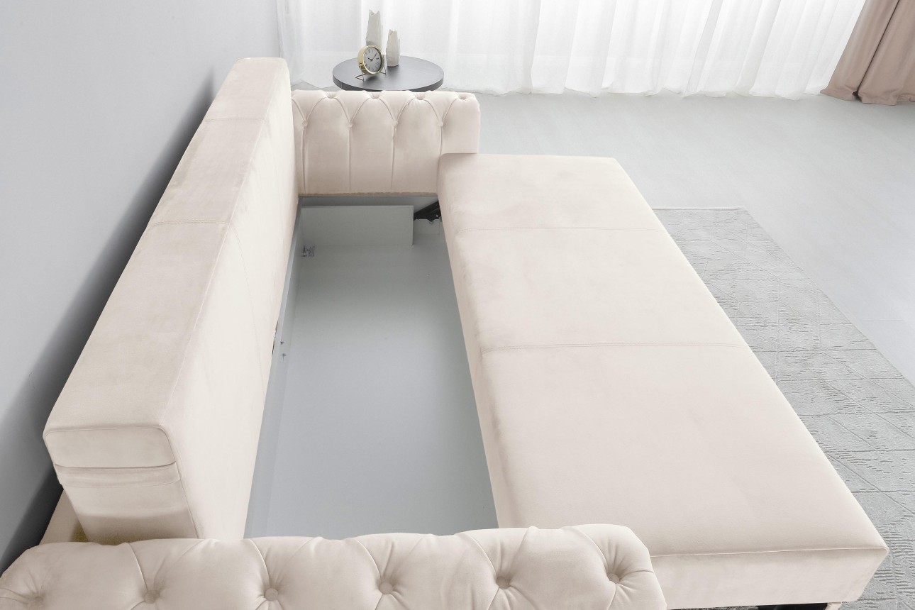 Canapea extensibilă LUXURY, cu ladă de depozitare, 2450x1060x850, suprafața dormit 1960x1600