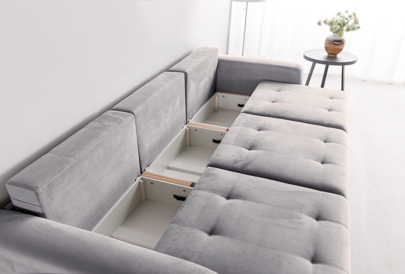 Canapea modulară KING 3 (700), cu lada depozitare, 2650x1170x720 mm, spațiu de dormit 2100x1600 mm.
