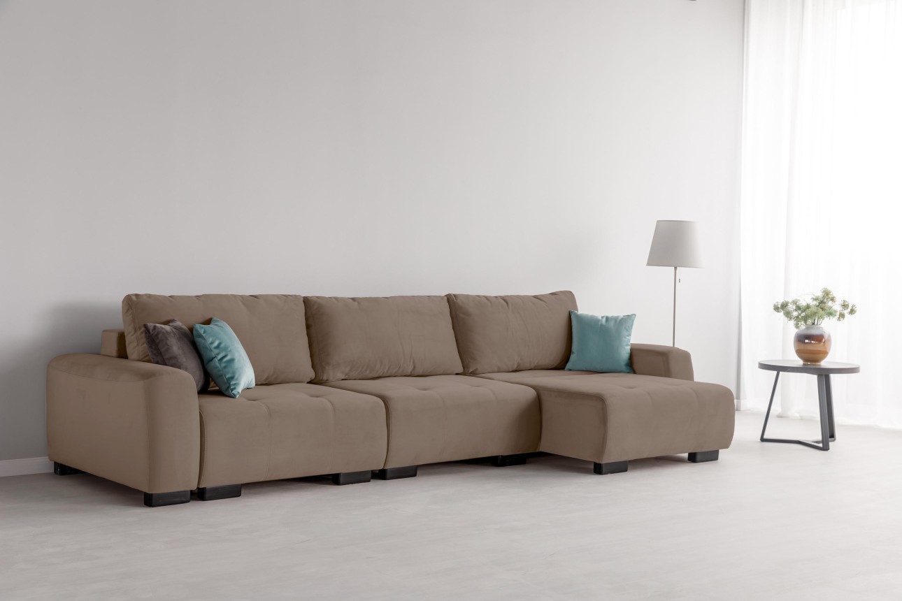 Canapea modulară KING 3 (1000), cu lada depozitare, 3570x1200x750 mm, spațiu de dormit 3050x1600 mm.