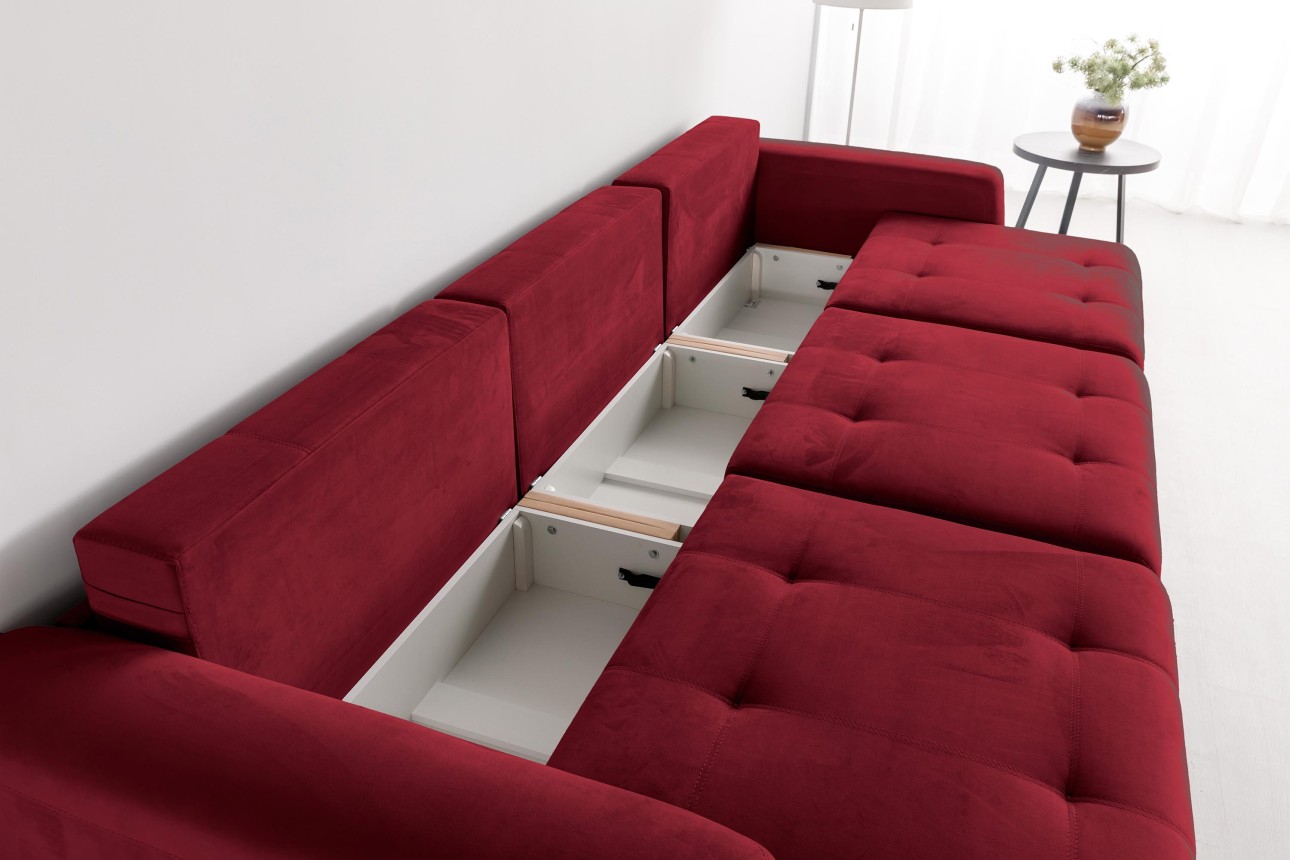 Canapea modulară KING 3 (1000), cu lada depozitare, 3570x1200x750 mm, spațiu de dormit 3050x1600 mm.