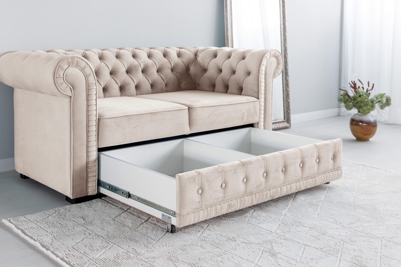 Canapea PRINCESS 2, 2 locuri, ladă de depozitare, 2470x900x810 mm.