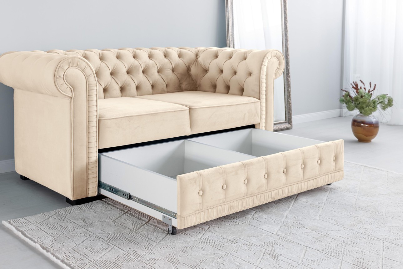 Canapea PRINCESS 2, 2 locuri, ladă de depozitare, 2470x900x810 mm.