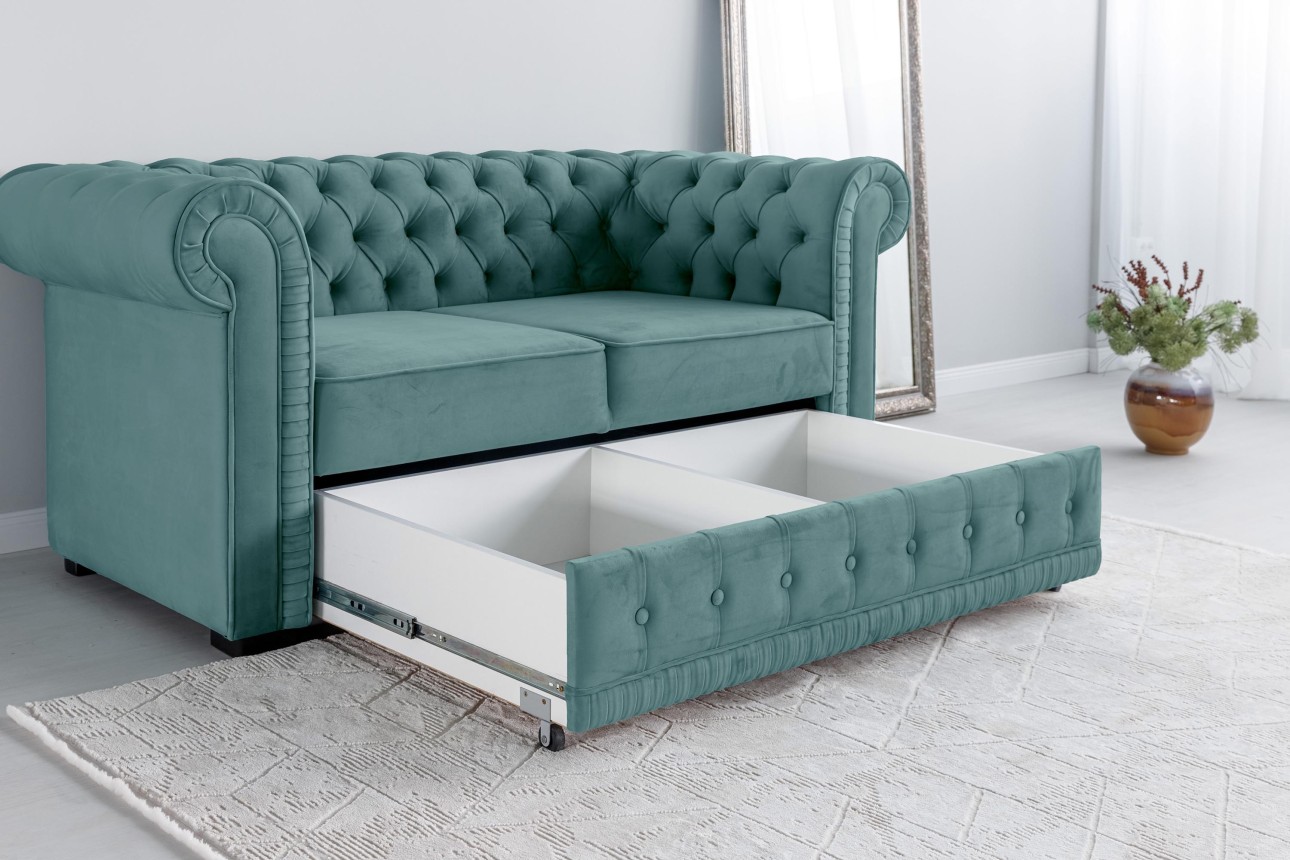 Canapea PRINCESS 2, 2 locuri, ladă de depozitare, 2470x900x810 mm.