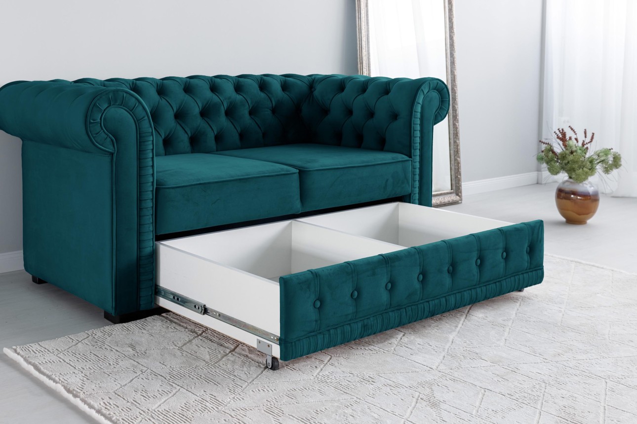 Canapea PRINCESS 2, 2 locuri, ladă de depozitare, 2470x900x810 mm.