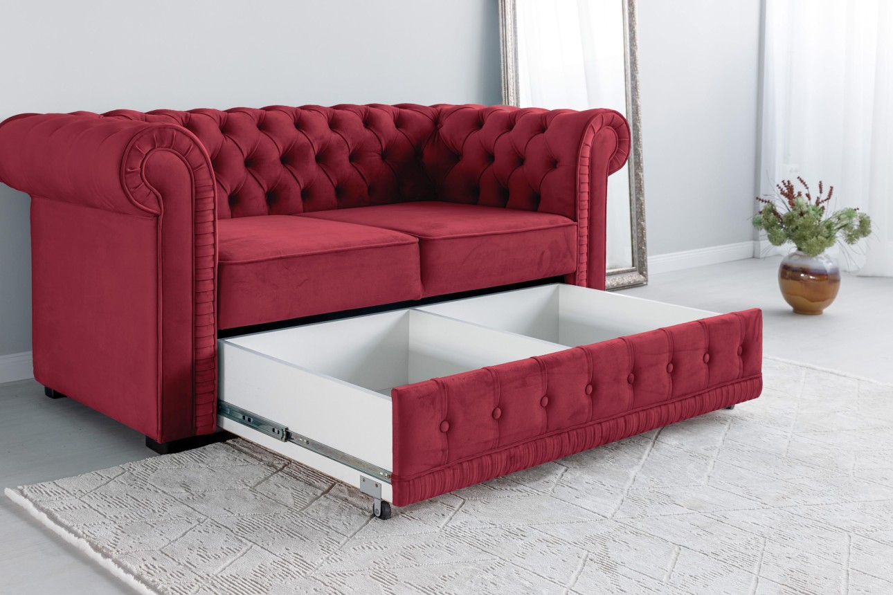 Canapea PRINCESS 2, 2 locuri, ladă de depozitare, 2470x900x810 mm.