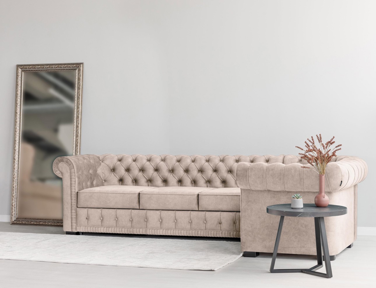 Colțar extensibil PRINCESS 3, 3200x1800x810 mm, spațiu de dormit 2600x1320 mm.