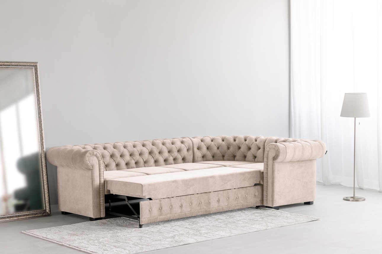 Colțar extensibil PRINCESS 3, 3200x1800x810 mm, spațiu de dormit 2600x1320 mm.