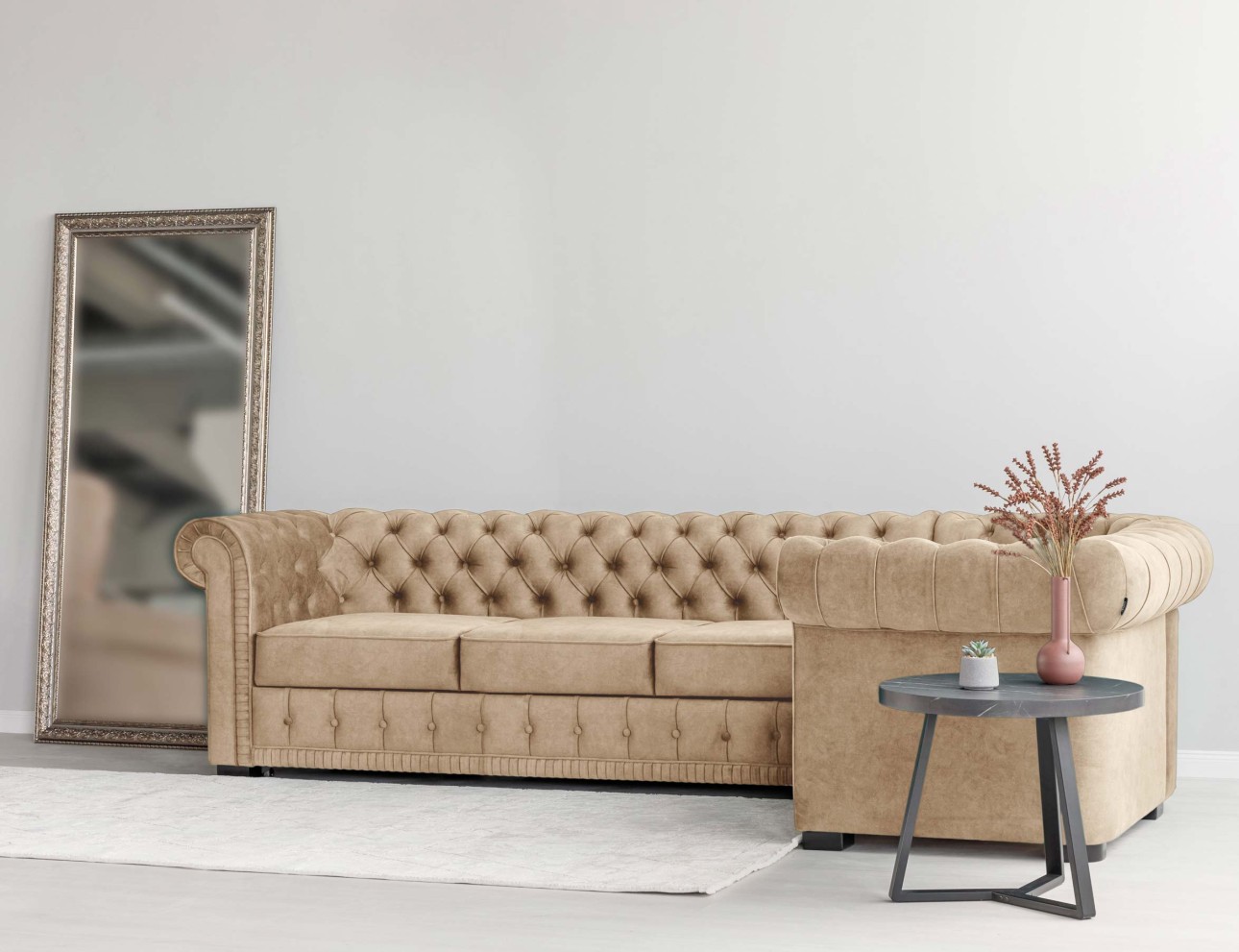 Colțar extensibil PRINCESS 3, 3200x1800x810 mm, spațiu de dormit 2600x1320 mm.