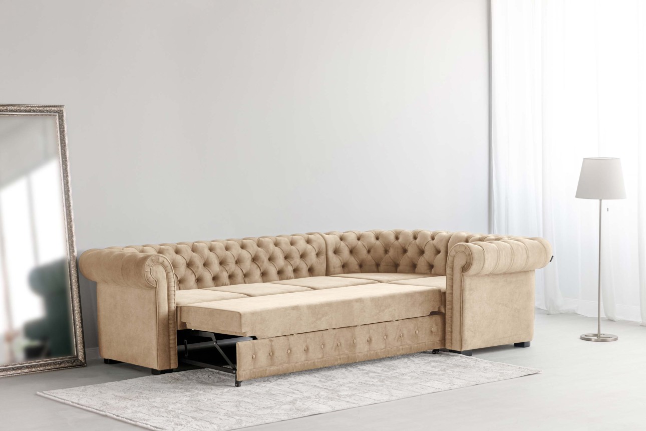 Colțar extensibil PRINCESS 3, 3200x1800x810 mm, spațiu de dormit 2600x1320 mm.
