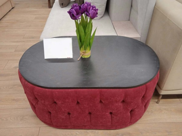 Masă de cafea cu blat rabatabil PRINCESS, stil Chesterfield, cu spatiu de depozitare, 680x1060x500 mm.