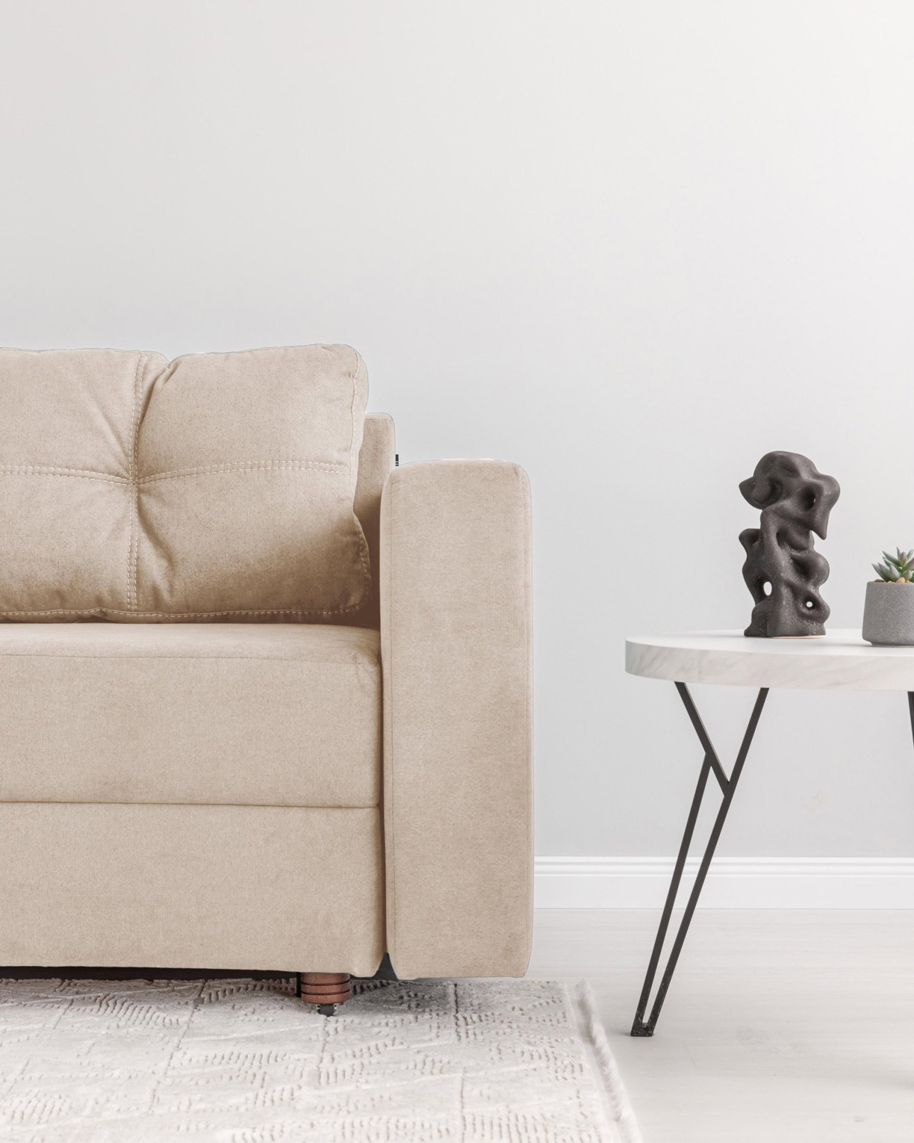 Canapea extensibilă GRACE (cotieră dreapta), cu ladă de depozitare, 2300x1000x770 mm, spațiu de dormit 2100x1500 mm.