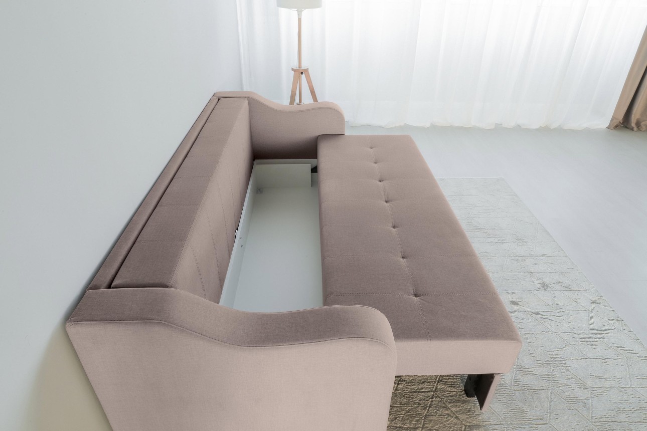 Canapea extensibilă MILANO, cu ladă de depozitare, 2350x1000x800 mm, spațiu de dormit 2020x1450 mm.