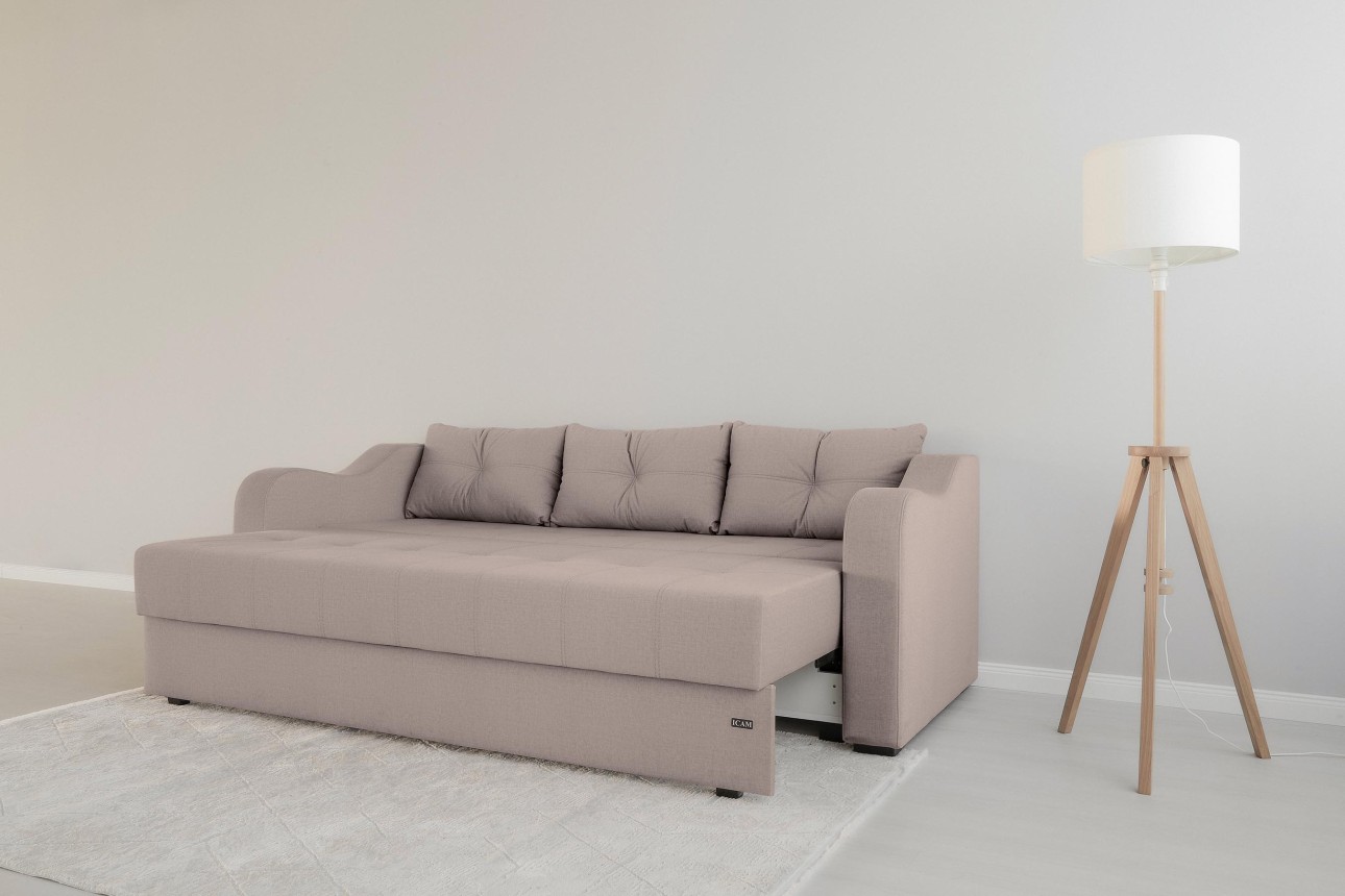 Canapea extensibilă MILANO, cu ladă de depozitare, 2350x1000x800 mm, spațiu de dormit 2020x1450 mm.