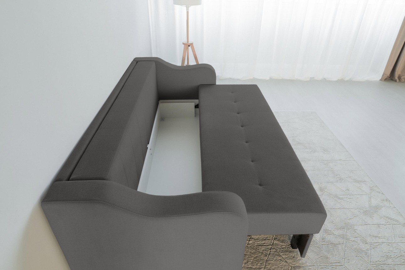 Canapea extensibilă MILANO, cu ladă de depozitare, 2350x1000x800 mm, spațiu de dormit 2020x1450 mm.