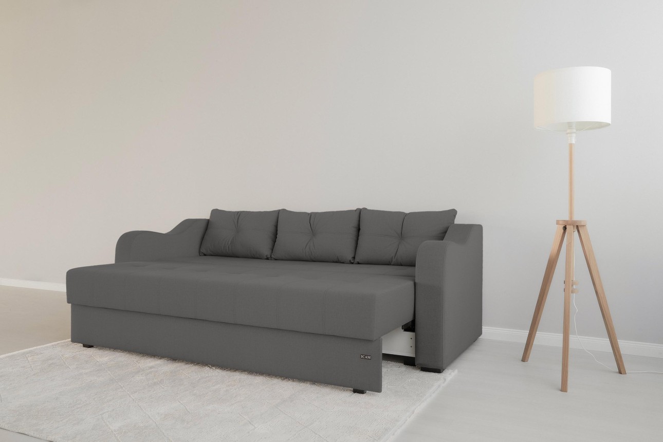 Canapea extensibilă MILANO, cu ladă de depozitare, 2350x1000x800 mm, spațiu de dormit 2020x1450 mm.
