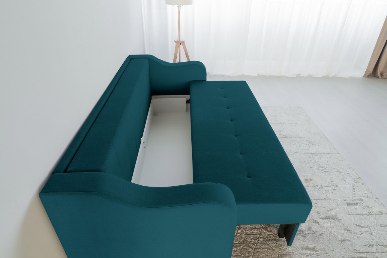 Canapea extensibilă MILANO, cu ladă de depozitare, 2350x1000x800 mm, spațiu de dormit 2020x1450 mm.