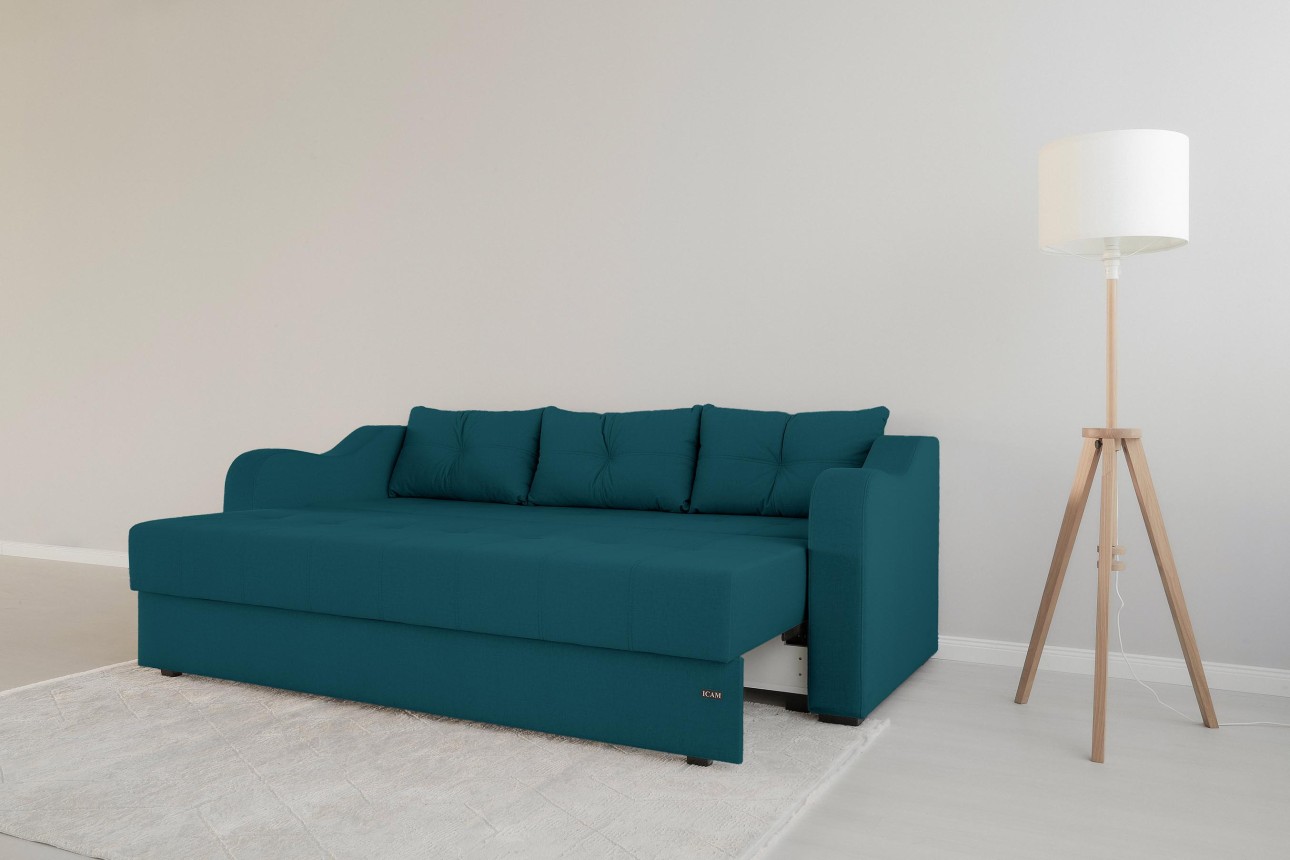 Canapea extensibilă MILANO, cu ladă de depozitare, 2350x1000x800 mm, spațiu de dormit 2020x1450 mm.