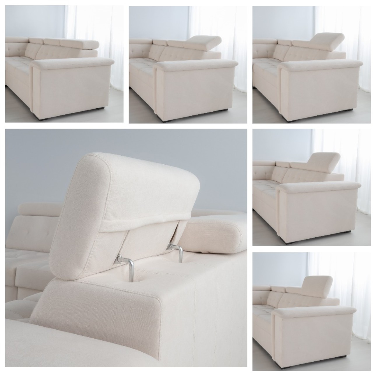 Модульный угловой диван MISTRÁL (комплект 2), раскладной, регулируемые подголовники, 1200x1000x950 мм, спальное место 1200x1200.