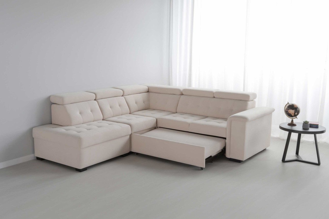 Модульный угловой диван MISTRÁL (комплект 2), раскладной, регулируемые подголовники, 1200x1000x950 мм, спальное место 1200x1200.