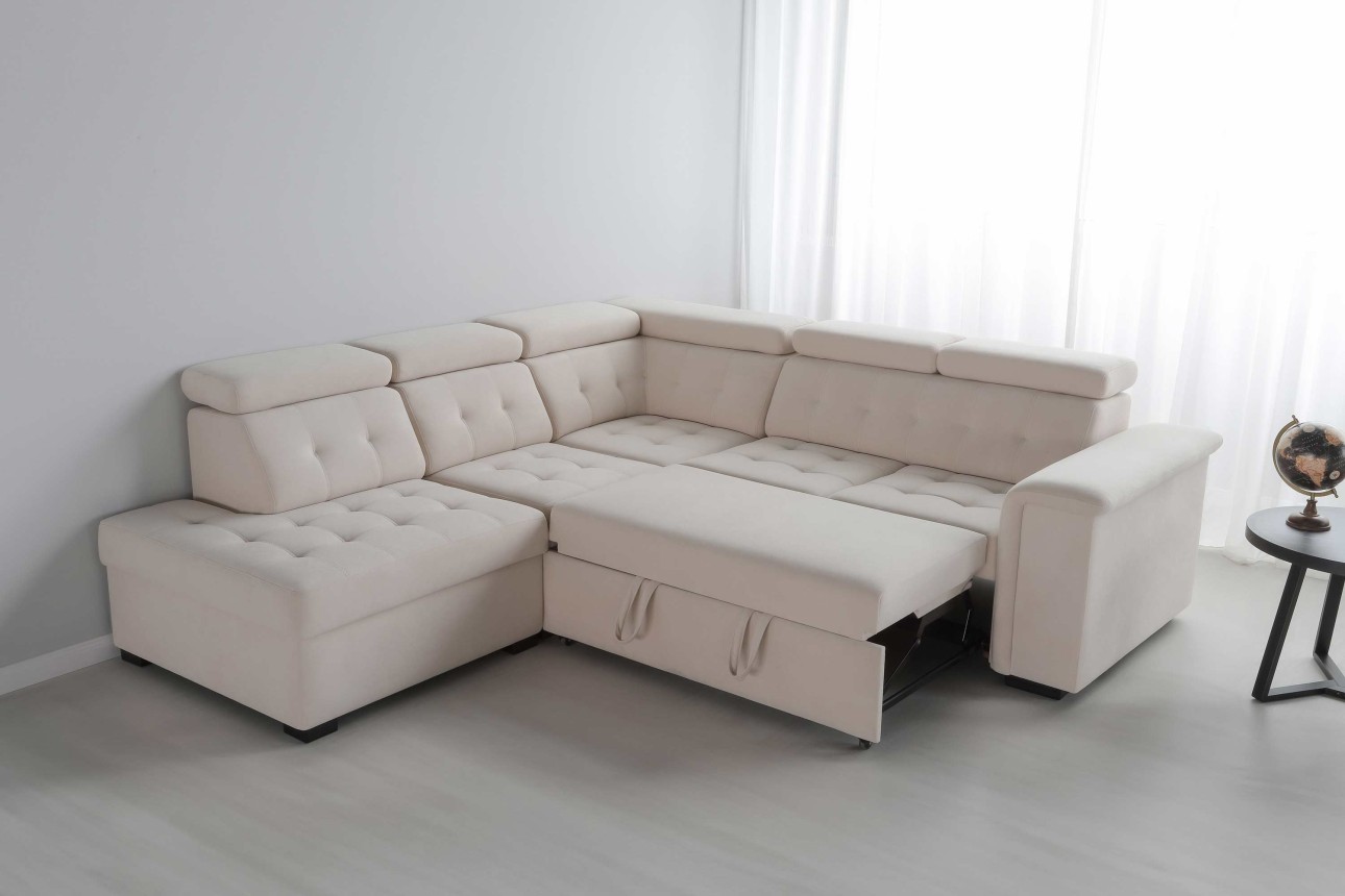 Модульный угловой диван MISTRÁL (комплект 2), раскладной, регулируемые подголовники, 1200x1000x950 мм, спальное место 1200x1200.