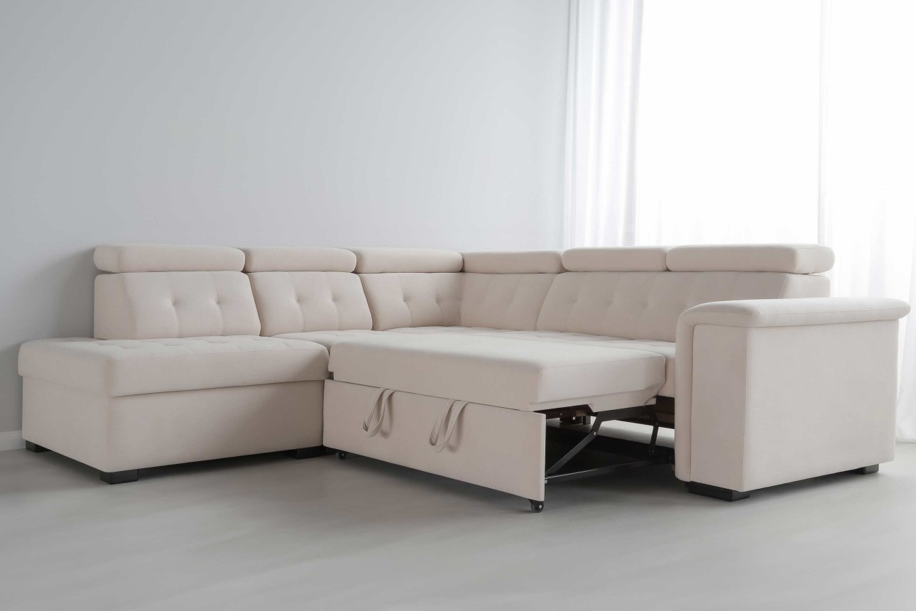 Модульный угловой диван MISTRÁL (комплект 2), раскладной, регулируемые подголовники, 1200x1000x950 мм, спальное место 1200x1200.