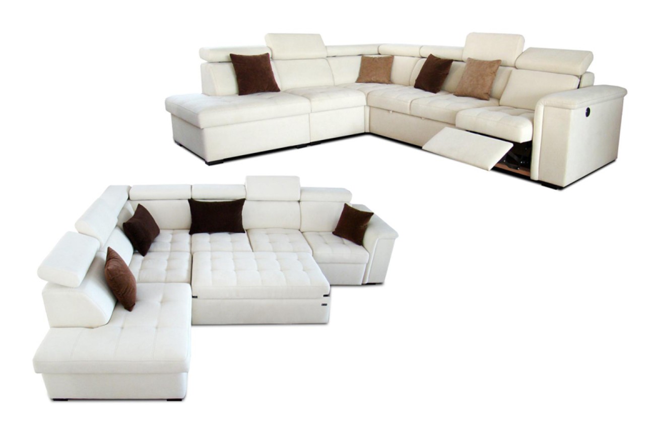 Colțar modular MISTRÁL (ansamblul 1), extensibil, tetiere reglabile, 3800x1940x1070 mm, spațiu de dormit 1200x1800 mm.