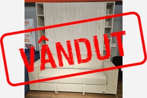 Pat rabatabil cu canapea liniara pe perete, cu mecanism pneumatic si somiera inclusa 1600x2000