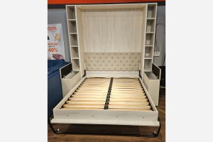 Pat rabatabil cu canapea liniara pe perete, cu mecanism pneumatic si somiera inclusa 1600x2000