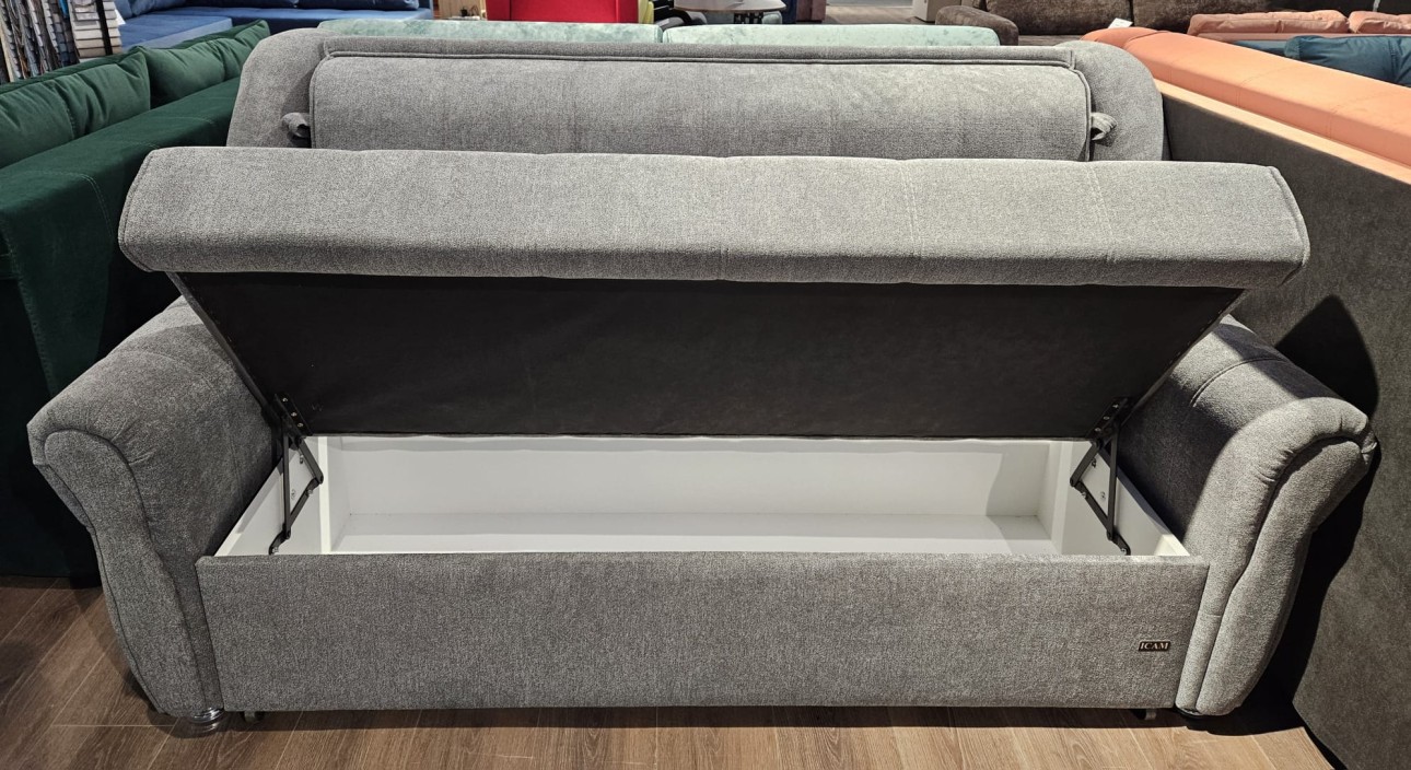 Canapea extensibilă Narcis / lux (1500), cu ladă de depozitare, 1900x1100x1000 mm, spațiu de dormit 1530x1900 mm.