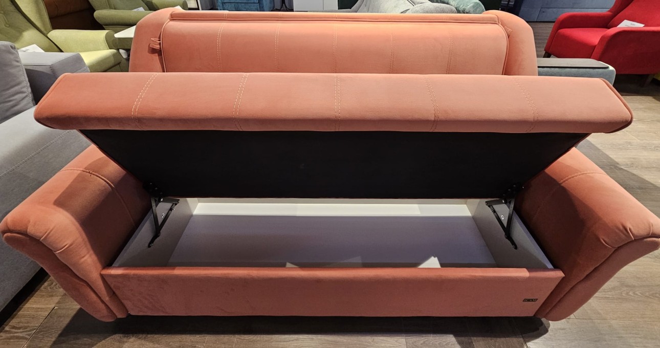 Canapea extensibilă Narcis / lux (1500), cu ladă de depozitare, 1900x1100x1000 mm, spațiu de dormit 1530x1900 mm.