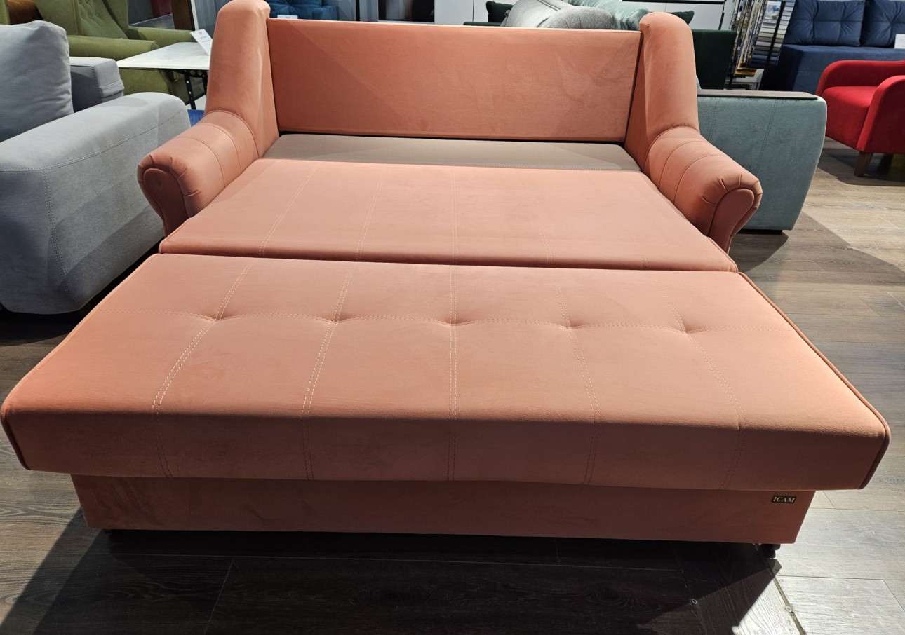 Canapea extensibilă Narcis / lux (1500), cu ladă de depozitare, 1900x1100x1000 mm, spațiu de dormit 1530x1900 mm.