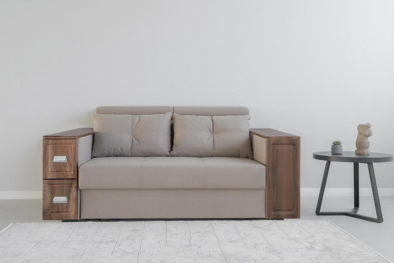 Раскладной диван PALERMO 1400, подлокотники с местом для хранения и мини-баром, 2000x1000x780 мм, спальная место 1600x2040 мм