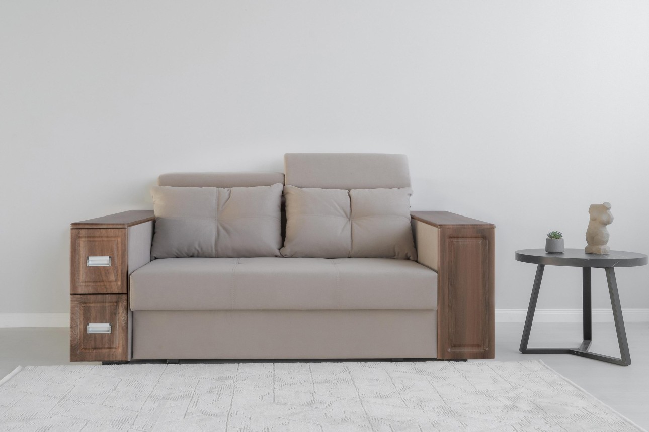 Раскладной диван PALERMO 1400, подлокотники с местом для хранения и мини-баром, 2000x1000x780 мм, спальная место 1600x2040 мм